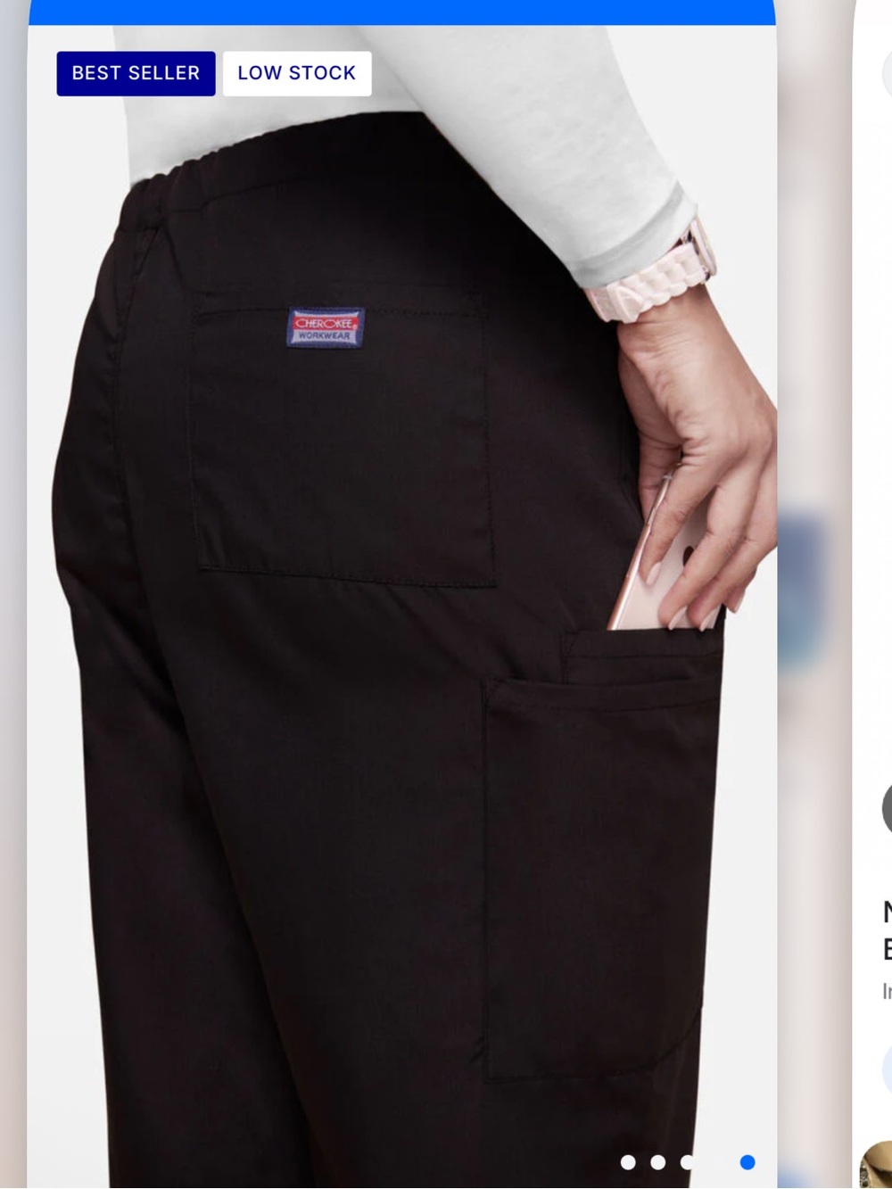 Cherokee Workwear 4100 4100T Tall Unisex Cargo Scrubs Drawstring Pants Black - Picture 6 of 10